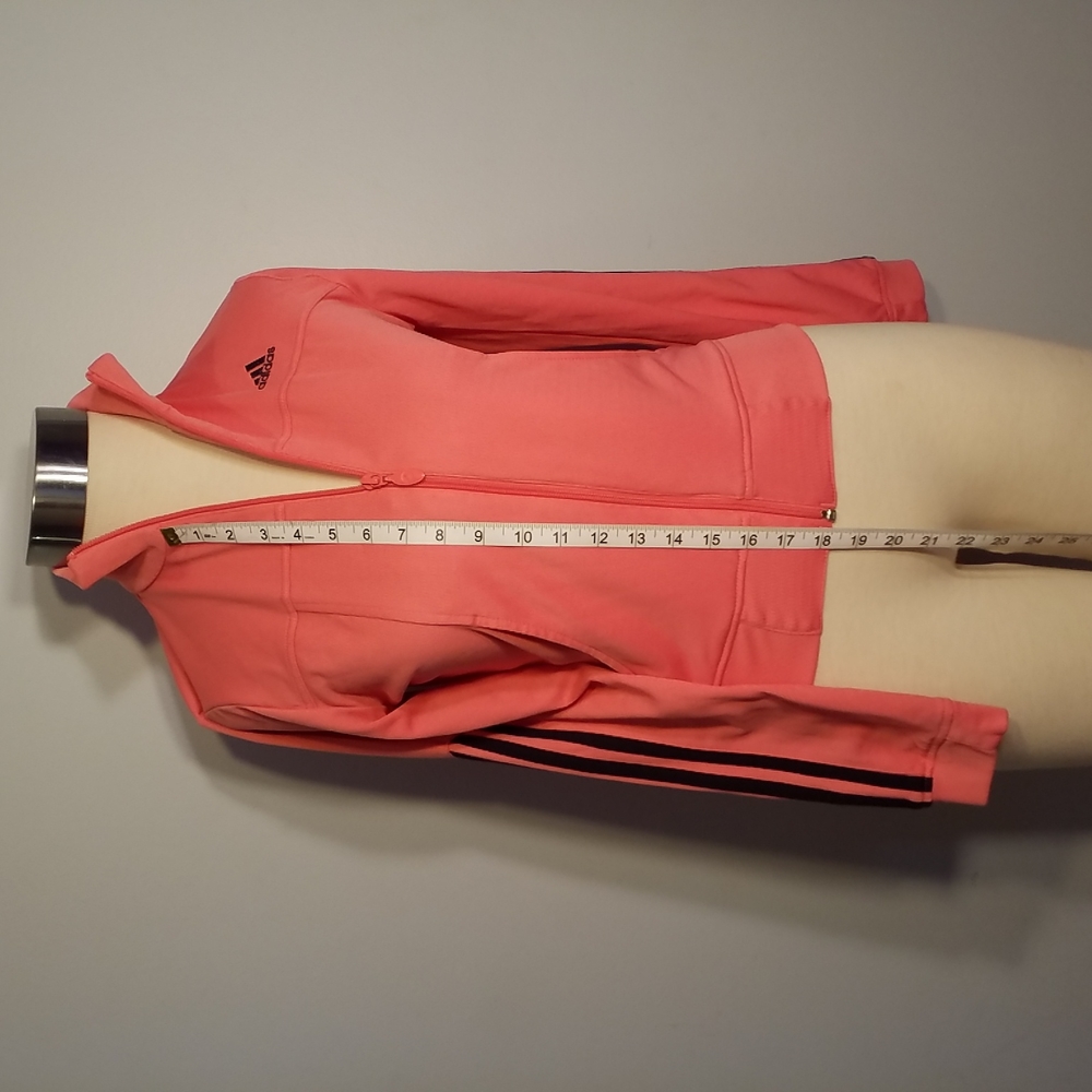 3/$25 Adidas JACKET XS coral Warm-up Athletic High Kneck Zip Front Pockets - Picture 2 of 7